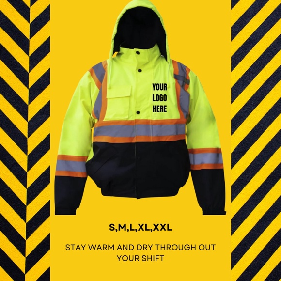 CLASS 3 HIGH VISIBILITY WATERPROOF BOMBER SAFETY JACKET - Picture 1 of 3